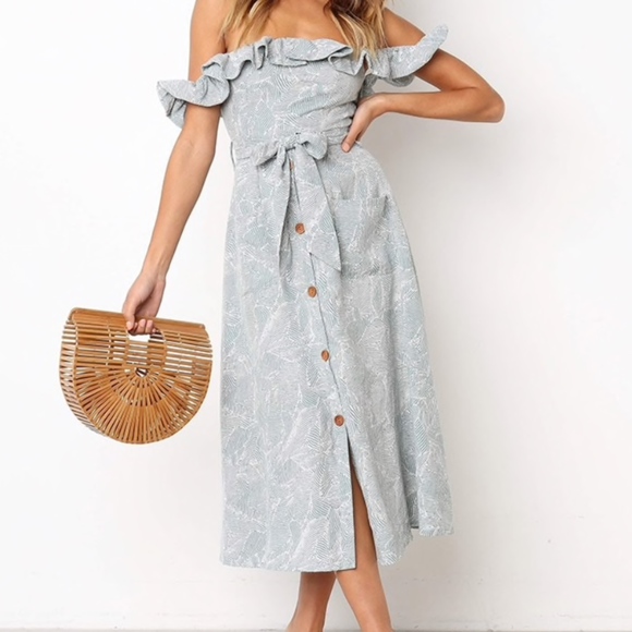 Dresses & Skirts - NWOT Summer Print Ruffle Off Shoulder Button Dress
